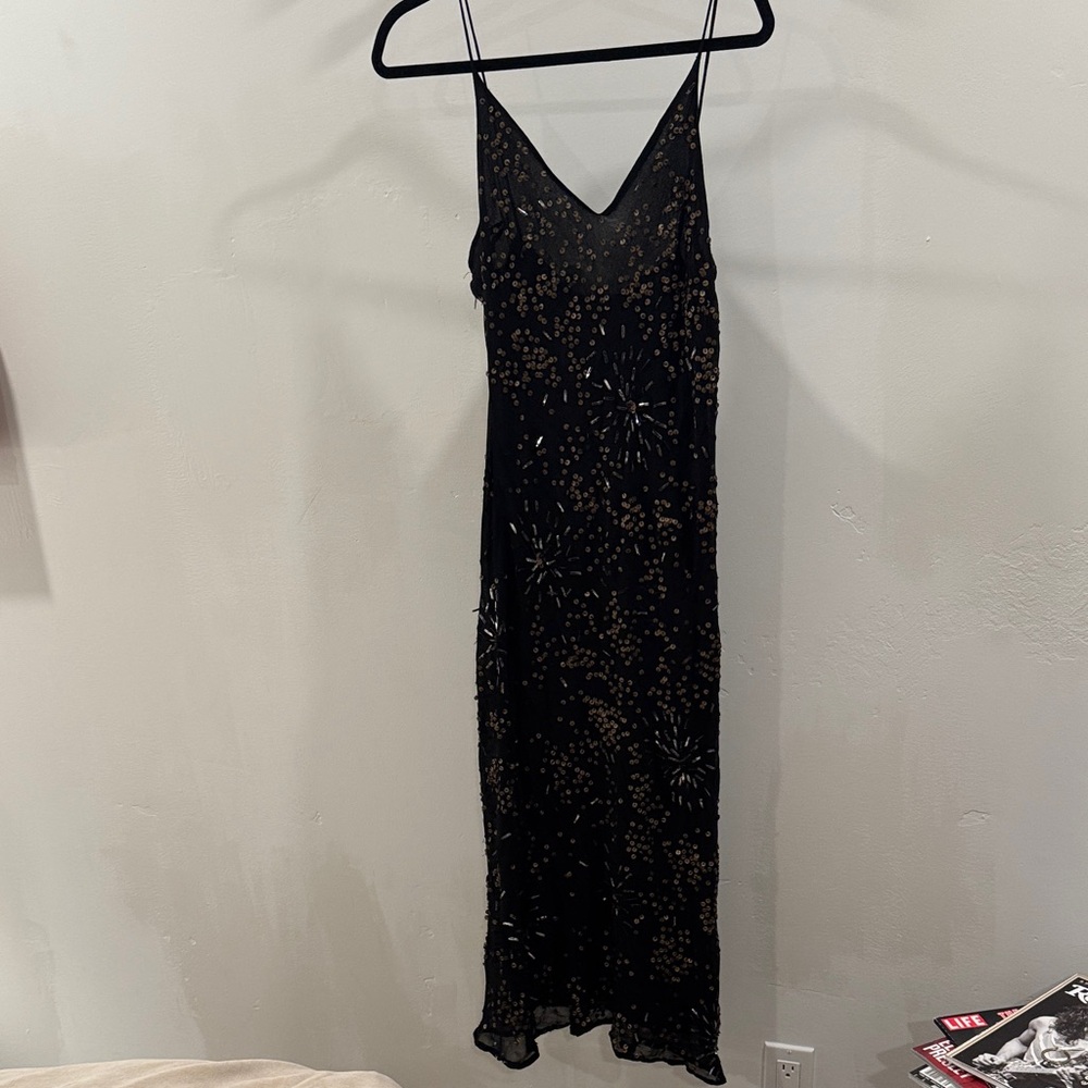 Jen's Pirate Booty Black and Gold Maxi Dress
